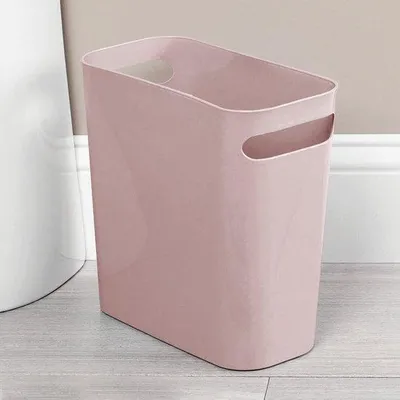 Image de Poubelle en plastique Unyqoos® pour la salle de bain – compacte, 5,7 litres, 27,3 x 12,7 x 25,4 cm, 2 poignées, résistante aux chocs, sans BPA et sans chlore, couleur rose