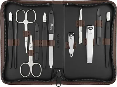 Produktbild von marQus Solingen Maniküre-Set 12-teilig – Kunstleder-Etui – Braun