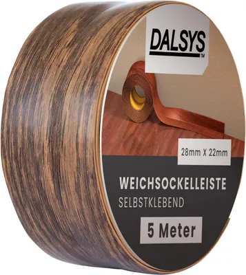 Produktbild von Dalsys Weichsockelleiste selbstklebend Kastanie 5m Klebeleiste, Abschlussleiste für Fugen in Wohnbereich, Küche, Bad, aus PVC Kunststoff