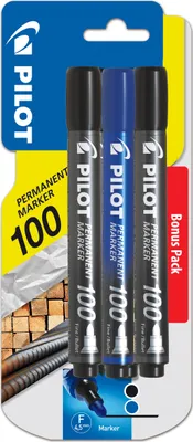 Obrázok produktu pre Pilot Marker permanentny czarny, czerwony, niebieski +1 gratis