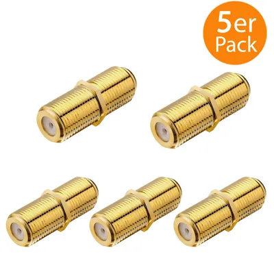 Produktbild von ORSEM 5x SAT F-Verbinder 75 Ohm F-Kupplung Buchse auf Buchse für Koaxialkabel & SAT Verlängerung F Verbinder Doppelkupplung Vergoldet