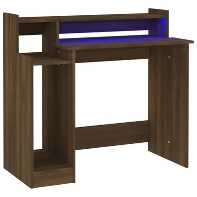Obrázok produktu pre vidaXL Stôl s LED diódami Hnedý dubový vzhľad 97x45x90 odvodený výrobok z dreva
