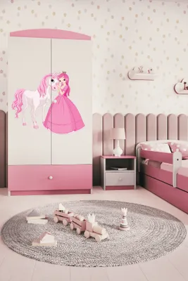 Image de Armoire à vêtements pour enfants Babydreams Armoire à portes battantes Princesse I Rose clair