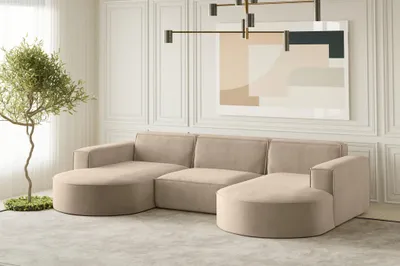 Produktbild von Wohnlandschaft U-Form Sofa PALMA in Stoff Noel Beige
