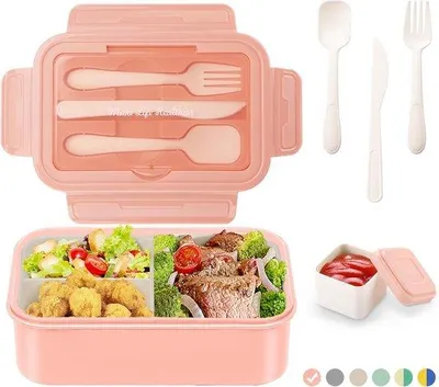 Produktbild von Famanu Lunchbox 1400 ml mit 3 Fächern - Pink