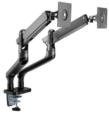 Image de My Wall Support de table entièrement mobile avec système à ressort & 2 prises USB pour 2x écrans plats 17"-32" jusqu'à 2 -9 kg