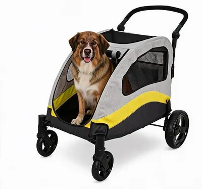 Imagen del producto de Carrito para perros de gran tamaño, hasta 40 kg, plegable y con ventilación en 5 lados