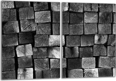 Produktbild von Herdabdeckplatten Set 2x40x52 cm Glaskeramikkochfeld Abdeckung Glas Spritzschutz, Holz Schwarz