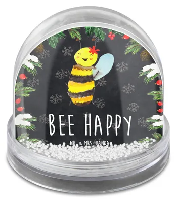 Produktbild von Mr. & Mrs. Panda Weihnachts Schneekugel Biene Happy - Kreidetafel - Geschenk, Weihnachten, schnee kugel, dekoartikel, wohnaccessoire