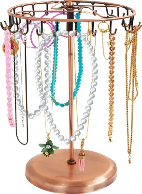 Produktbild von Belle Vous Kettenständer Schmuck Kupfer Drehbar (23 Haken) H34,8 x B20,5 cm Schmuckständer Baum - Ketten Aufbewahrung Hängend - Schmuckbaum für Ketten