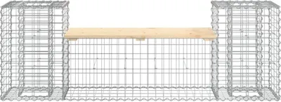 Zdjęcie produktu dla Ławka ogrodowa z gabionem, 183x41x60,5 cm, lite drewno sosnowe