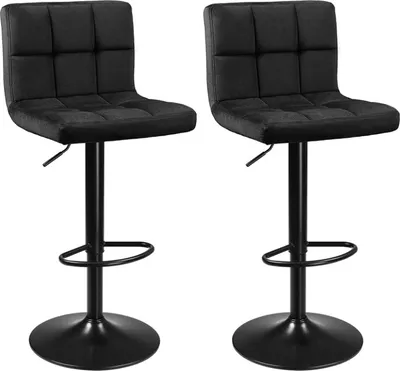 Produktbild von 2er Set Barhocker aus Samt,Barstuhl Tresenhocker Küchenstühle Hocker Schwarz