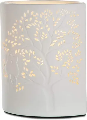 Produktbild von Porzellan Lampe Tischlampe Dekolampe Katze auf Baum