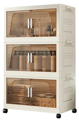Produktbild von Aufbewahrungsschrank, faltbares Design, beweglich mit Rädern, 3 Ebenen
