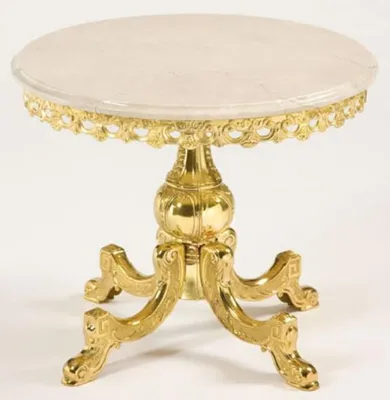 Produktbild von Casa Padrino Luxus Barock Beistelltisch Gold / Cremefarben Ø 52 x H. 50 cm - Runder Messing Tisch mit Marmorplatte - Barock Wohnzimmer Möbel - Luxus Qualität