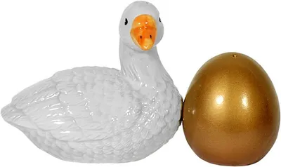 Produktbild von Salz- und Pfefferstreuer Gans mit goldenem Ei
