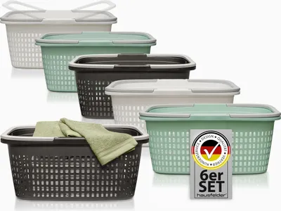 Produktbild von Wäschekörbe 6er Set Farbmix, 6 x Körbe 35 l