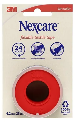 Produktbild von Nexcare™ Flexible Textilfixierpflaster, 4,2 m x 25 mm, 1 Rolle/Packung | Packung (1 Rolle)