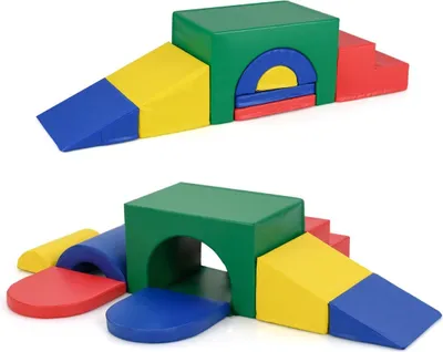 Image de Ensemble de blocs d'escalade en mousse pour tout-petits - 7 pièces, cuir PU