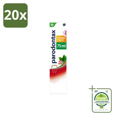 Productafbeelding van 20 x Parodontax Herbal Twist tandpasta - Gember & Munt - 75 ml - Grote verpakking - 20 stuks
