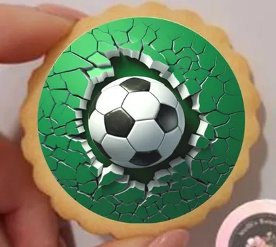 Produktbild von Fußball 3D rund Keks / Cupcake Aufleger 1 Seite Fondantpapier Premium extraweiß - extraglatt keine - einfach selber ausschneiden 5 cm 20 Stk.