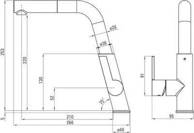 Produktbild von Design Küchenarmatur SILIA-30 schwarz/chrom mit rechteckigem Auslauf