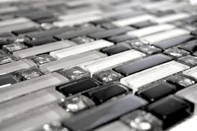 Produktbild von Handmuster Mosaikfliese Transluzent weiß grau schwarz Verbund Glasmosaik Crystal EP weiß grau schwarz MOS87-IL007_m
