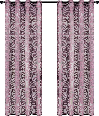 Obrázek produktu pro balení 2 záclon Průhledná žakárová záclona Obývací pokoj Voile Loop Scarf VxŠ 130x240 cm Fialová