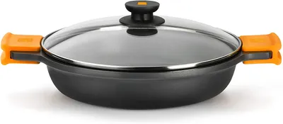 Produktbild von BRA Efficient A270532, Auflaufform, Rund, Aluminium-Guss, Keramik, Gas, Halogen, Induktion, Versiegelte Platte, Schwarz, Orange, 5 l