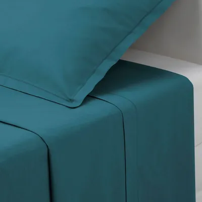 Produktbild von Flachbettlaken "carina" aus baumwolle in entenblau 240x290cm  - Atmosphera créateur d'intérieur