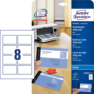 Obrázek produktu pro Avery Quick&Clean - Papier, matt - weiß - 220 g/m2 - 25 Stck. 200) (C32015-25)