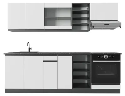 Produktbild von Küchenzeile Vicco R-Line Weiß/Anthrazit 240 cm J-Shape, Model 39849