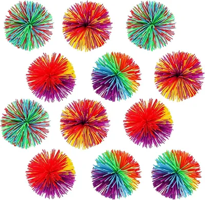 Productafbeelding van Stringy Balls - Set van 12 - Sensorische fidget - Stringy ballen - Regenboog - Kleurrijk