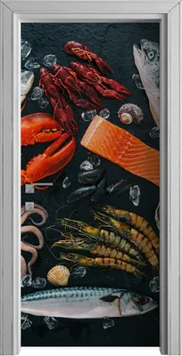 Produktbild von Tür Selbstklebende 90x210 cm Türfolie Türtapete Klebefolie - Fisch und Meeresfrüchte