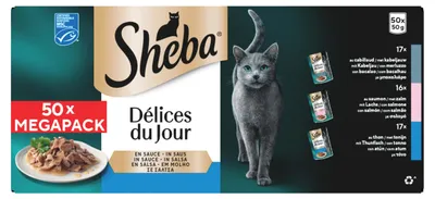 Productafbeelding van SHEBA Kattenvoer, natvoer, "Fresh & Fine" (Vis), stukjes in saus, voor volwassen katten, 50 x 50 gram, multipack, standaard