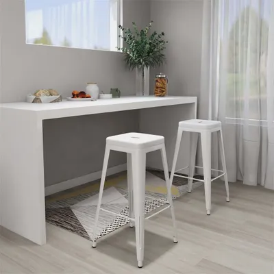Image de Maison Exclusive - Tabourets de bar empilables lot de 2 blanc Métal