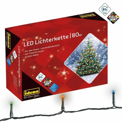 Produktbild von Lichterkette 80 LED multicolor 16m bunt, innen & außen