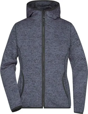 Produktbild von Kapuzenjacke aus Strickfleece in Melangeoptik denim-melange/black, Gr. M