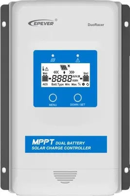 Produktbild von Dual-Batterie MPPT-Solarregler, maximale Stromstärke 10A, automatische Batteriedetektion, Echtzeitüberwachung, Nur Controller, DR2210N-DDS (20A), 12v 24v auto