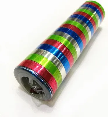Produktbild von Luftschlangen bunte Streifen Metallic 18 Wurfröllchen je 4 Meter