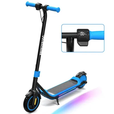 Produktbild von EVERCROSS TECH E6 Elektroroller für Kinder, für Kinder 6-12 Jahren, LED-Anzeige und bunten Neonlichtern, 3 Geschwindigkeitsstufen, Faltbarer E-Scooter