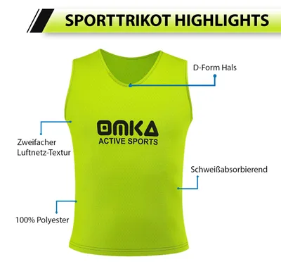 Produktbild von 6er Set OMKA Fußball Leibchen Lätzchen Trainingsleibchen Markierungshemd Fußballleibchen für Kinder Jugend und Erwachsene, Farbe:Gelb, Bibs:Junior (M)