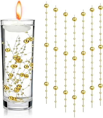 Produktbild von 18 goldene, schwimmende Wasserperlen, schwimmende Perlenkette für Vasen, Füllung für Wasserflaschen, Hochzeit, 1,3 m