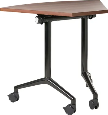 Zdjęcie produktu dla BELIANI Biurko składane narożne ciemnobrązowe metalowe blat MFC 90 x 64 cm z kółkami mobilne nowoczesny wygląd