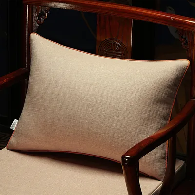 Produktbild von Einfarbiges Kissen aus Stoff, Rückenkissen für Sofa, Bettkopfstütze, großes Lendenkissen für Wohnzimmer, 45*45 cm - Beige.