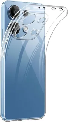 A clear phone case is shown on a white background.