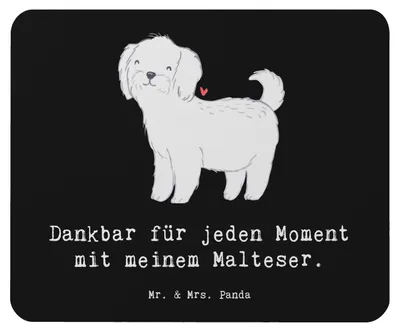 Produktbild von Mr. & Mrs. Panda Mauspad Malteser Moment - Schwarz - Geschenk, Mousepad, pc, Mouse Pad, laptop