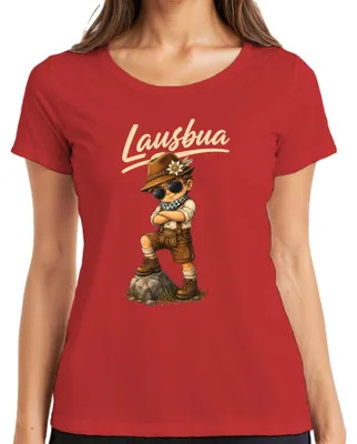 Immagine prodotto di Pantaloni in pelle "Lausbua", tipici della Baviera, abbigliamento tradizionale, perfetti per l'Oktoberfest. Vestito tradizionale "Dirndl" da donna, maglietta, colore rosso, taglia 3XL
