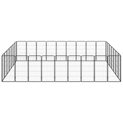 Produktbild von vidaXL 32-tlg. Hundelaufstall Schwarz 50x100cm Stahl Pulverbeschichtet