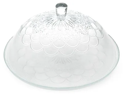 Servierplatte mit Glocke, Glas, Ø 30,5 cm, Reliefdekor